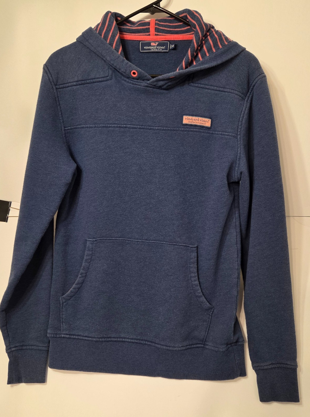 Vineyard Vines Men’s XS Navy Hoodie Whale Patch Striped Hood Pullover